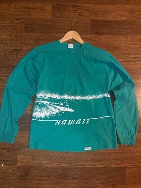Men's Teal Surf Graphic Long-Sleeve Shirt